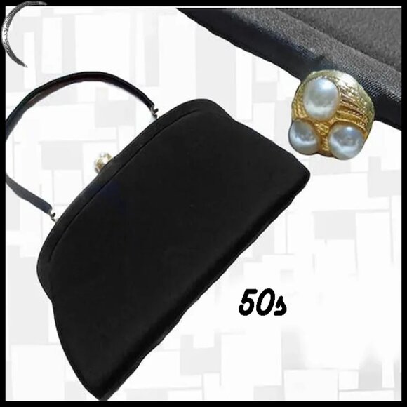 Vintage Handbags - Vintage Convertible Evening Clutch, Deadstock Black Purse